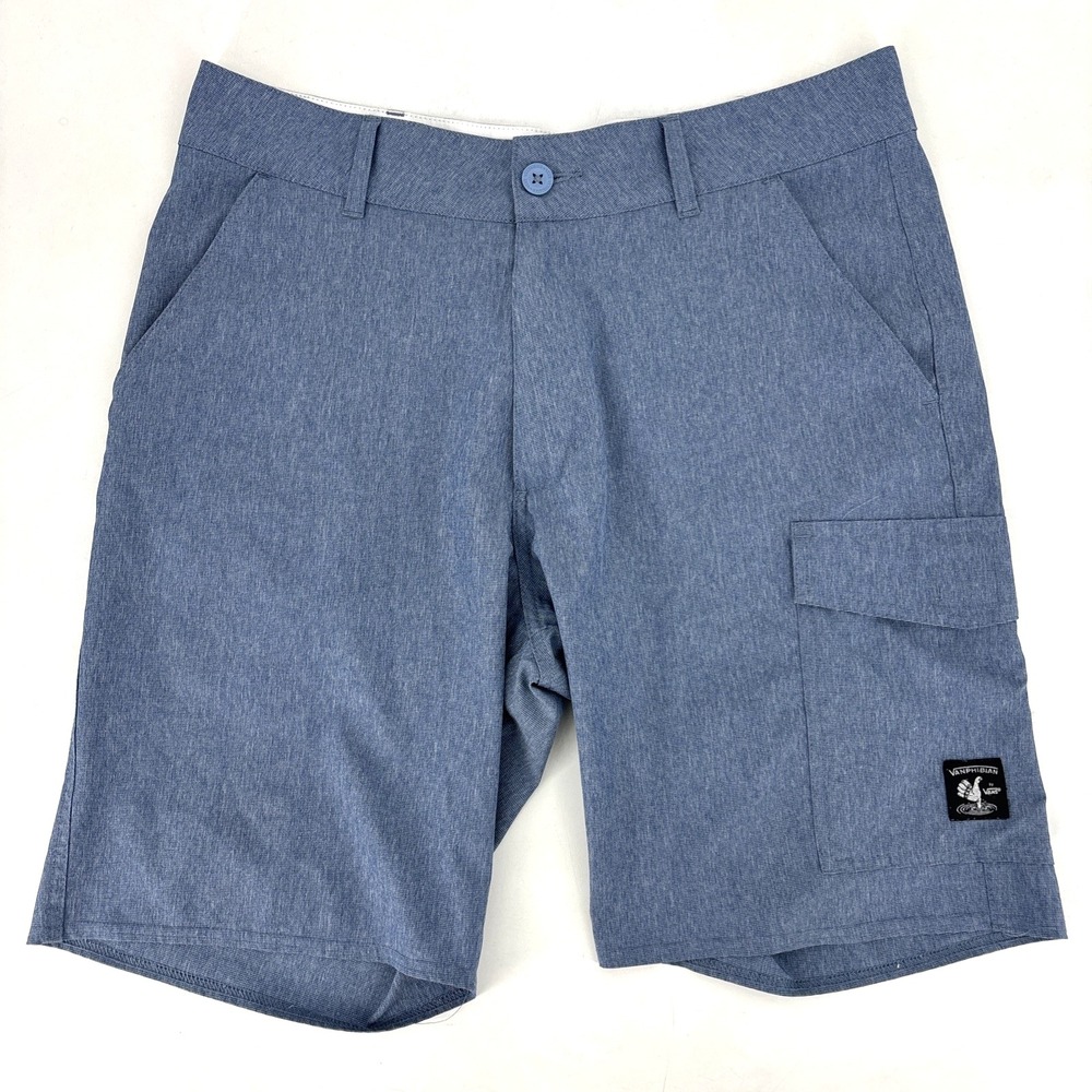 Vans Vanphibian Hybrid Shorts Mens 34 w 36W Blue Stretch Surf Walk Cargo Shorts